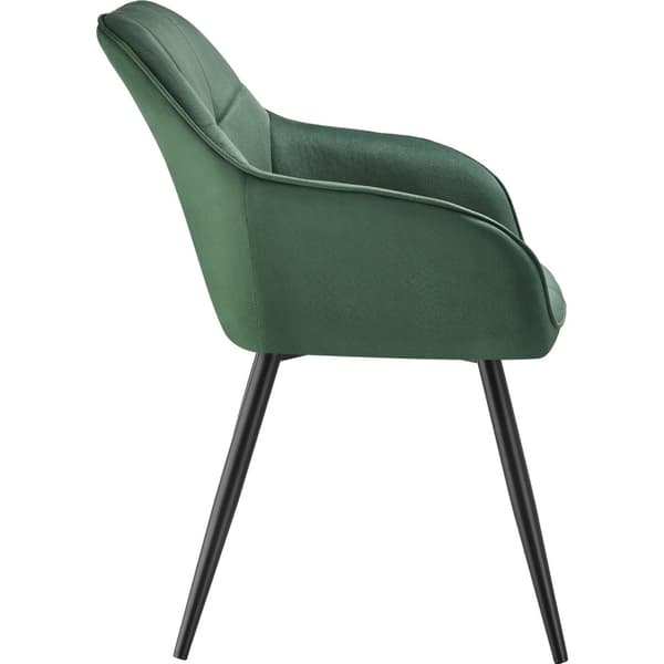 Stol Marilyn, velour, quiltet - mørkegrøn/sort,Sæt med 6 stk.