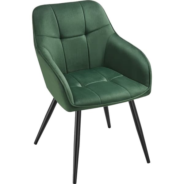 Stol Marilyn, velour, quiltet - mørkegrøn/sort,Sæt med 6 stk.