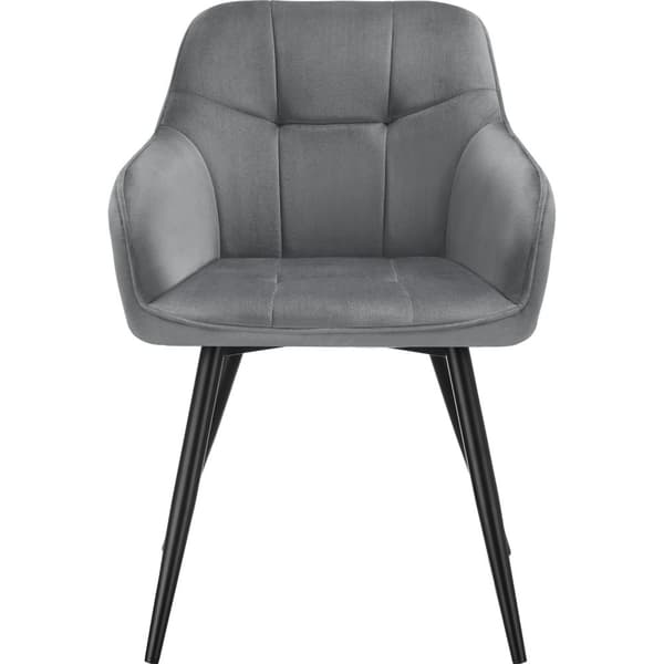 Stol Marilyn, velour, quiltet - grå/sort,pr. stk.
