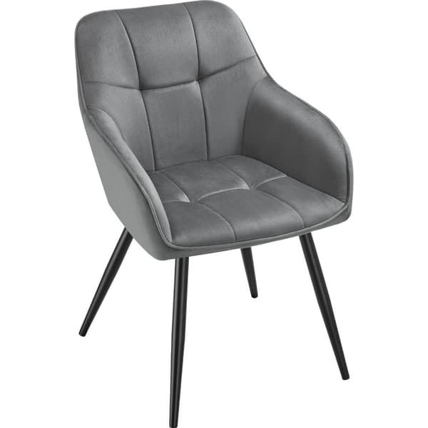 Stol Marilyn, velour, quiltet - grå/sort,pr. stk.
