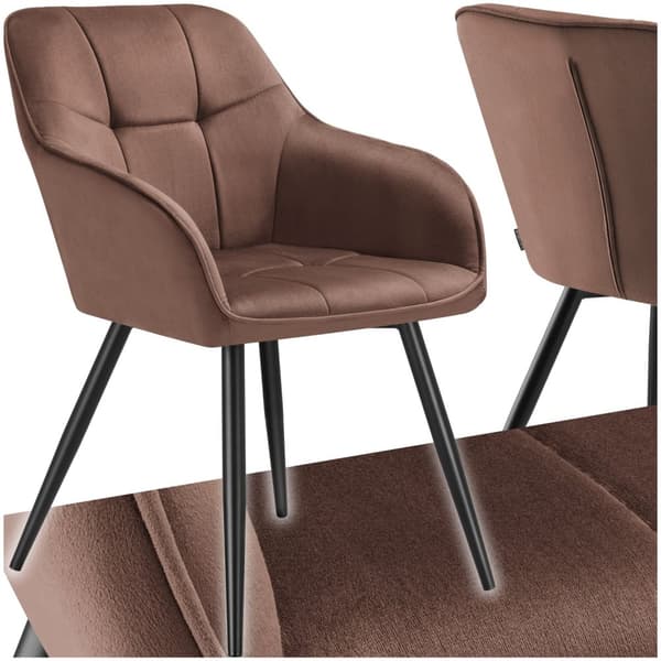Stol Marilyn, velour, quiltet - brun/sort,pr. stk.