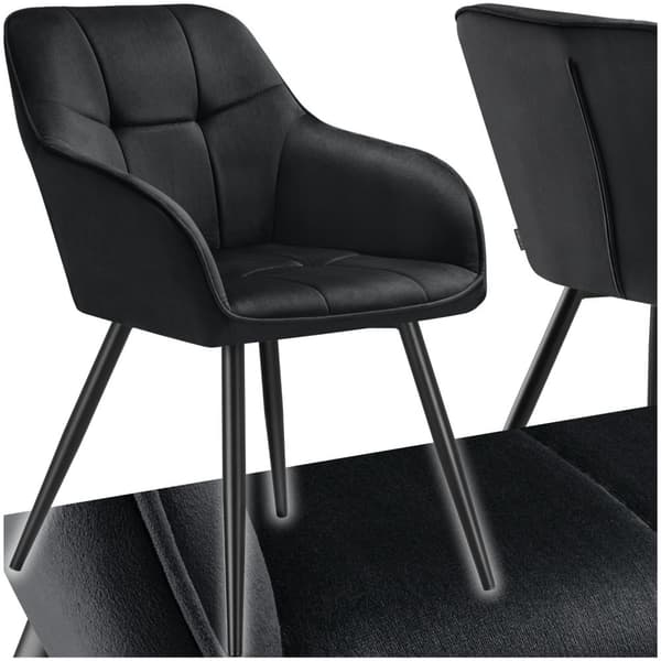 Stol Marilyn, velour, quiltet - sort/sort,pr. stk.