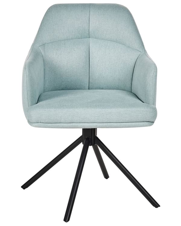 Matstolar 2 st Mintgrön Vridbara Tyg med Armar Ryggstöd Svarta Metallben Retro Övergångsstil