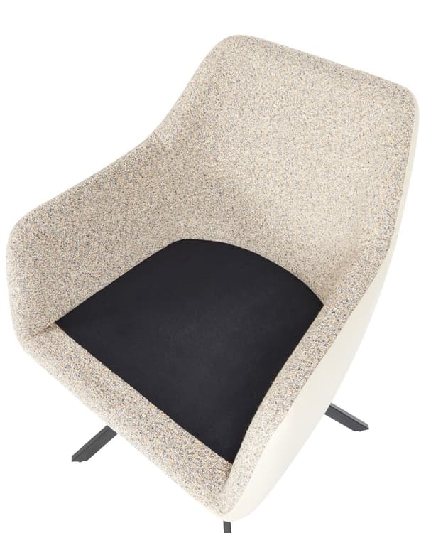 Sett med 2 Stoler i Beige Polyester og Kunstskinn Metallben til Spisestue