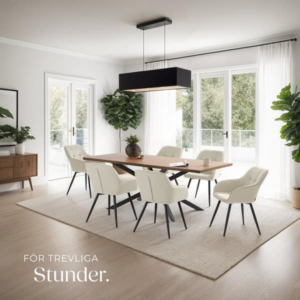 Stol Marilyn, sammet, vadderad - grädde/svart, Uppsättning om 6