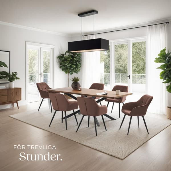 Stol Marilyn, sammet, vadderad - brun/svart, Uppsättning om 6