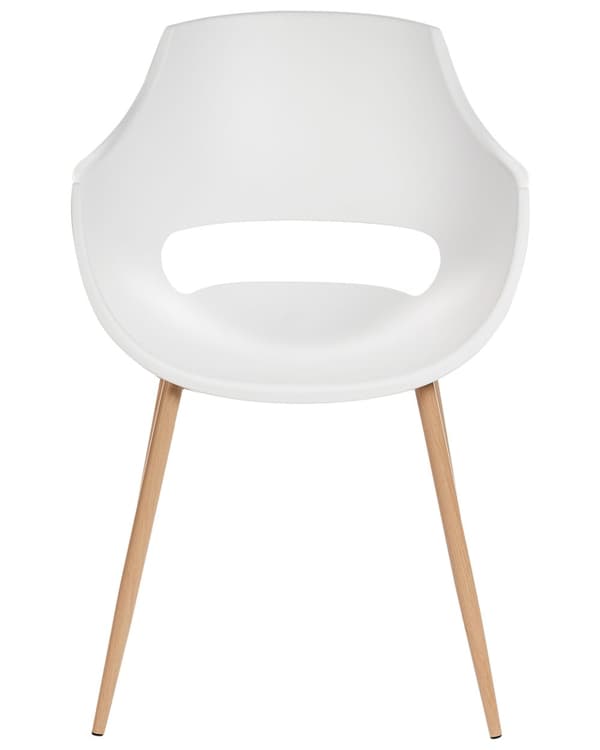 Sæt med 4 spisebordsstole hvid syntetisk sæde metalben moderne minimalistisk stil køkken spisestue