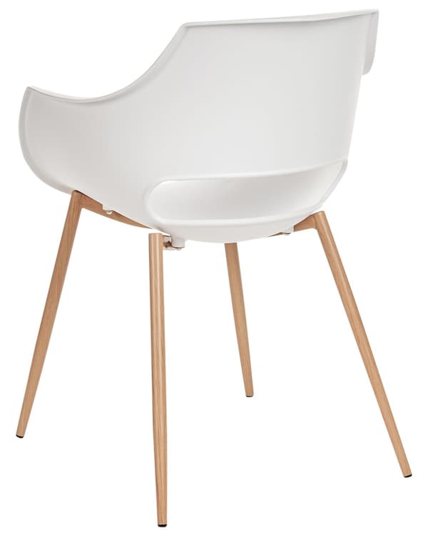 Sæt med 4 spisebordsstole hvid syntetisk sæde metalben moderne minimalistisk stil køkken spisestue