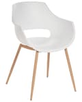 Miniatyrbillede 6 af 9: Sæt med 4 spisebordsstole hvid syntetisk sæde metalben moderne minimalistisk stil køkken spisestue