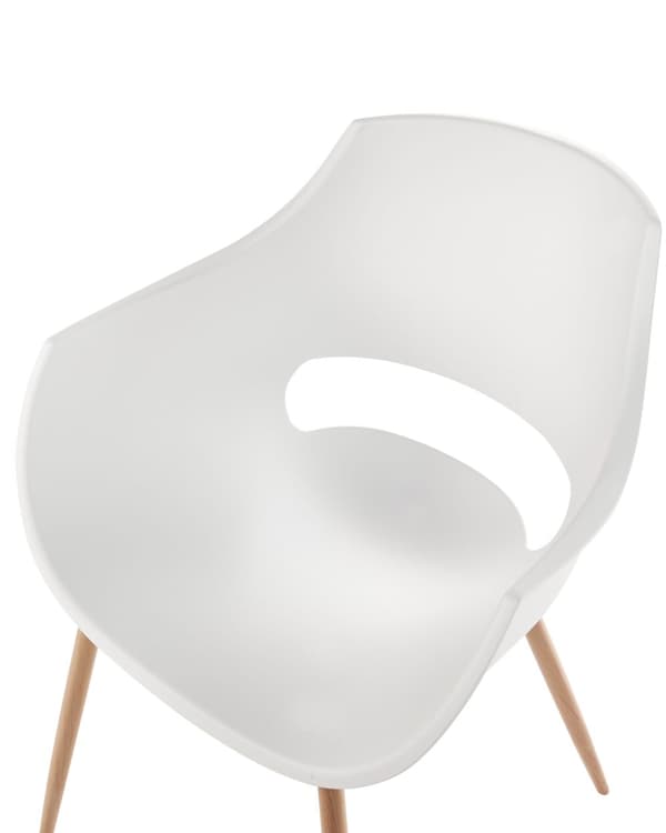 Sæt med 4 spisebordsstole hvid syntetisk sæde metalben moderne minimalistisk stil køkken spisestue