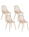 Miniatyrbillede 1 af 9: Sæt med 4 spisebordsstole sort syntetisk sæde metalben moderne minimalistisk stil køkken spisestue