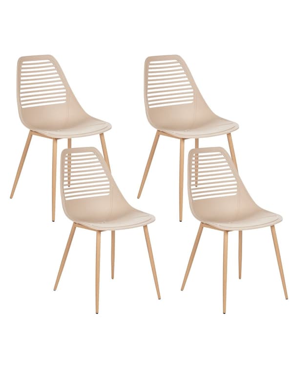 Sæt med 4 spisebordsstole sort syntetisk sæde metalben moderne minimalistisk stil køkken spisestue
