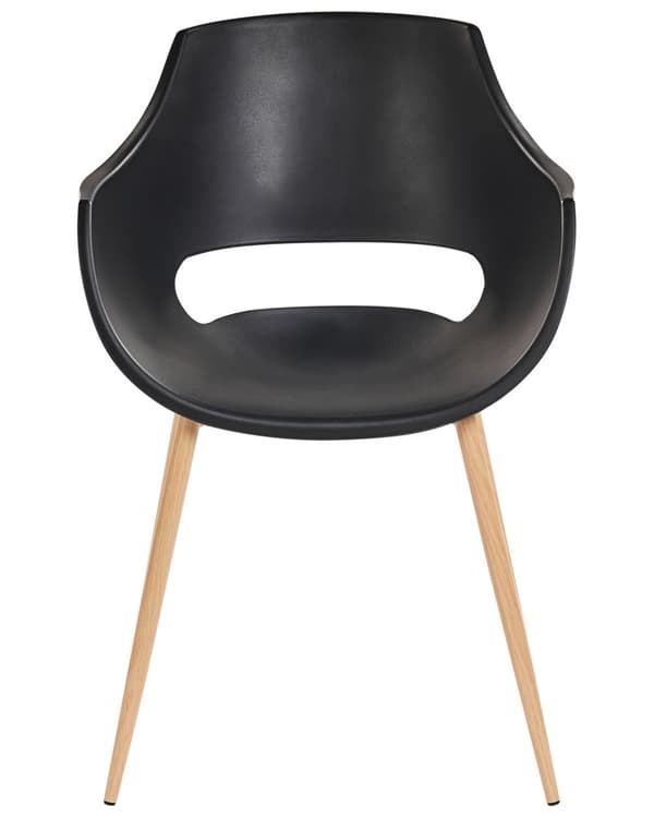 Sæt med 4 spisebordsstole sort syntetisk sæde metalben moderne minimalistisk stil køkken spisestue