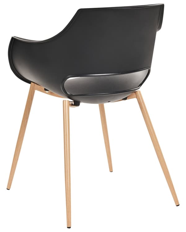 Sæt med 4 spisebordsstole sort syntetisk sæde metalben moderne minimalistisk stil køkken spisestue