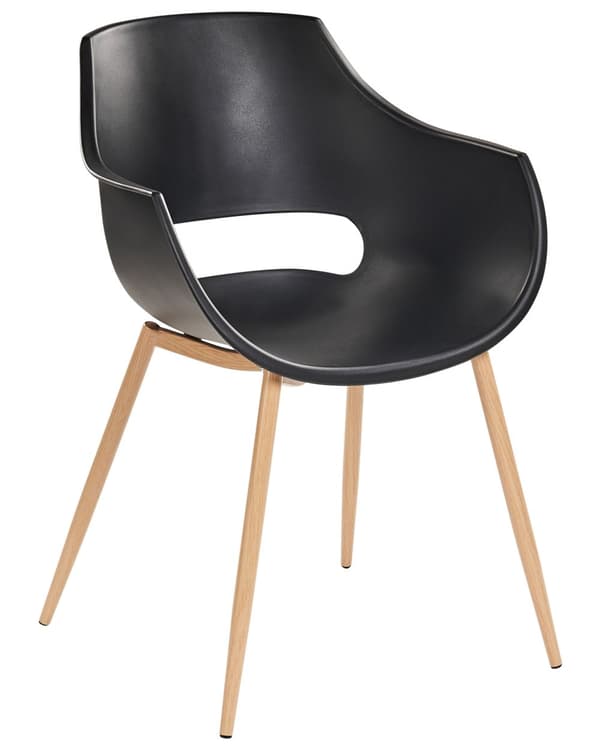Sæt med 4 spisebordsstole sort syntetisk sæde metalben moderne minimalistisk stil køkken spisestue