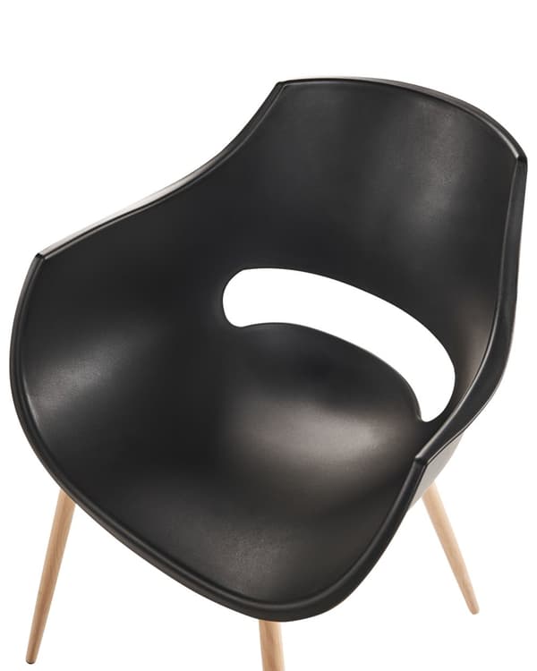 Sæt med 4 spisebordsstole sort syntetisk sæde metalben moderne minimalistisk stil køkken spisestue