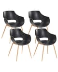 Miniatyrbillede 1 af 9: Sæt med 4 spisebordsstole sort syntetisk sæde metalben moderne minimalistisk stil køkken spisestue