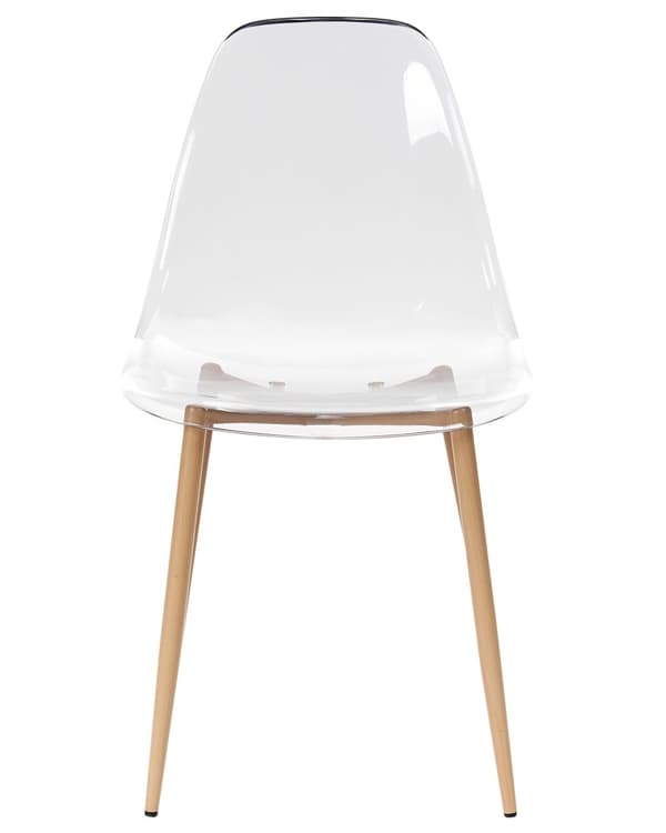 Sæt med 4 spisebordsstole gennemsigtigt gennemsigtigt syntetisk sæde metalben moderne minimalistisk stil køkken spisestue