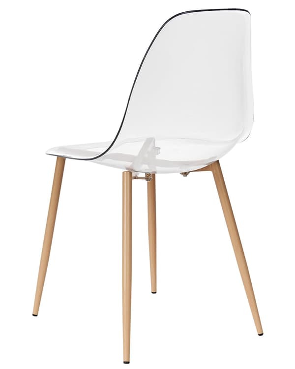 Sæt med 4 spisebordsstole gennemsigtigt gennemsigtigt syntetisk sæde metalben moderne minimalistisk stil køkken spisestue