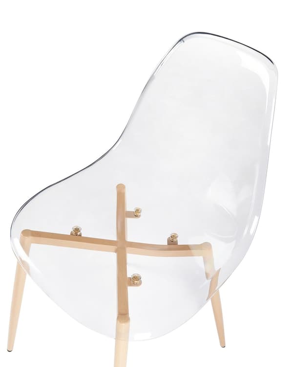 Sæt med 4 spisebordsstole gennemsigtigt gennemsigtigt syntetisk sæde metalben moderne minimalistisk stil køkken spisestue
