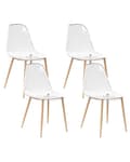 Miniatyrbillede 1 af 9: Sæt med 4 spisebordsstole gennemsigtigt gennemsigtigt syntetisk sæde metalben moderne minimalistisk stil køkken spisestue