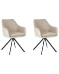 Miniatyrbillede 4 af 11: Sæt med 2 spisebordsstole taupe stofbetræk polyester kunstlæder metalben moderne stil spisestue