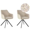Miniatyrbillede 1 af 11: Sæt med 2 spisebordsstole taupe stofbetræk polyester kunstlæder metalben moderne stil spisestue