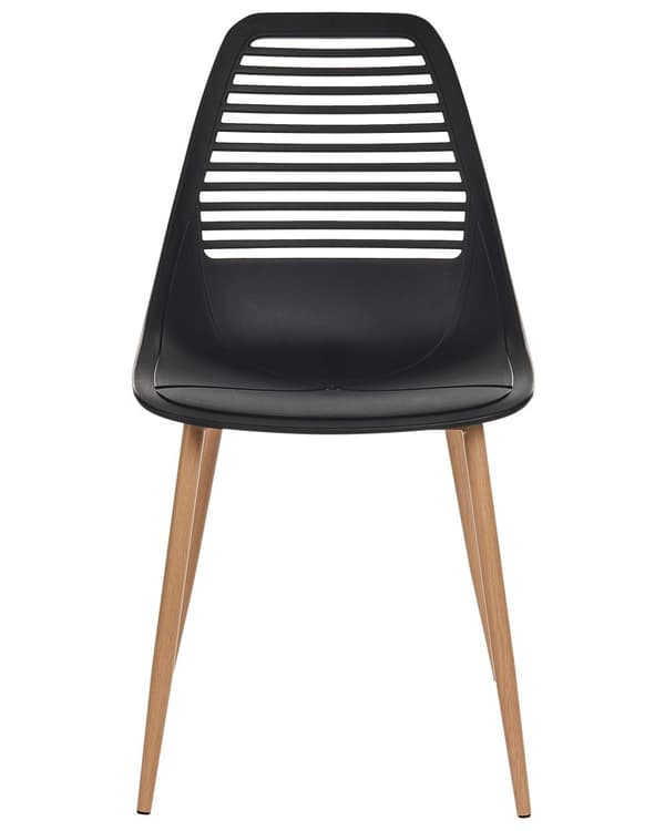 Sæt med 4 spisebordsstole sort syntetisk sæde metalben moderne minimalistisk stil køkken spisestue