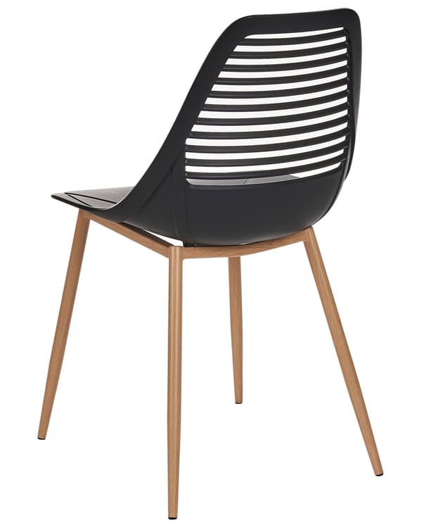 Sæt med 4 spisebordsstole sort syntetisk sæde metalben moderne minimalistisk stil køkken spisestue