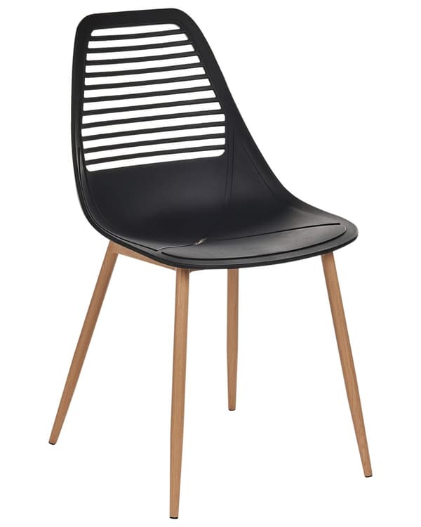 Sæt med 4 spisebordsstole sort syntetisk sæde metalben moderne minimalistisk stil køkken spisestue