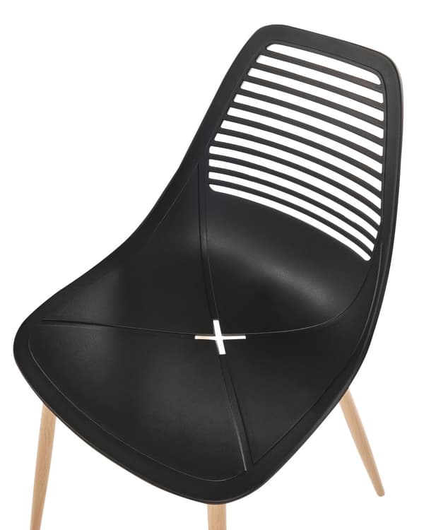 Sæt med 4 spisebordsstole sort syntetisk sæde metalben moderne minimalistisk stil køkken spisestue