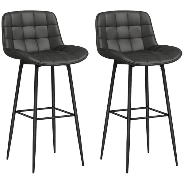 Rootz baarituolisarja - Baarituolit - Kääntyvät jakkarat - Keinonahkainen Comfort - 48,5 cm x 48 cm x 98 cm - Tummanharmaa verhoilu - Säädettävät jalk