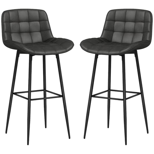 Rootz baarituolisarja - Baarituolit - Kääntyvät jakkarat - Keinonahkainen Comfort - 48,5 cm x 48 cm x 98 cm - Tummanharmaa verhoilu - Säädettävät jalk