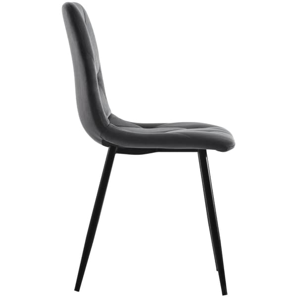 Rootz 4-osainen setti Grey Velvet -ruokailutuolit - Tyylikkäät istuimet - Mukavat tuolit - Tukevat mustat metalliset jalat - 45L x 40W x 86K cm