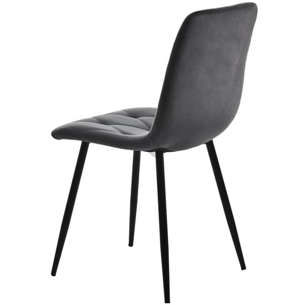Rootz 4-osainen setti Grey Velvet -ruokailutuolit - Tyylikkäät istuimet - Mukavat tuolit - Tukevat mustat metalliset jalat - 45L x 40W x 86K cm