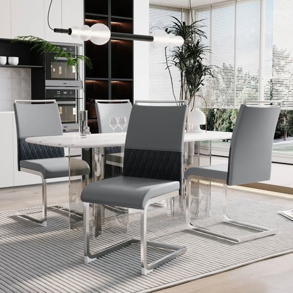 Rootz 4-delad modern matstolsset - Ergonomiska säten - konstläder - Optimal komfort - 42L x 45W x 95H cm