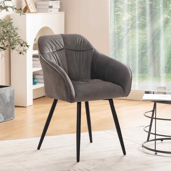 Rootz Grey Velvet Matstolar - Stoppade sittplatser - Eleganta kuddar - Ergonomisk komfort - 45L x 55W x 85H cm - Enkel montering
