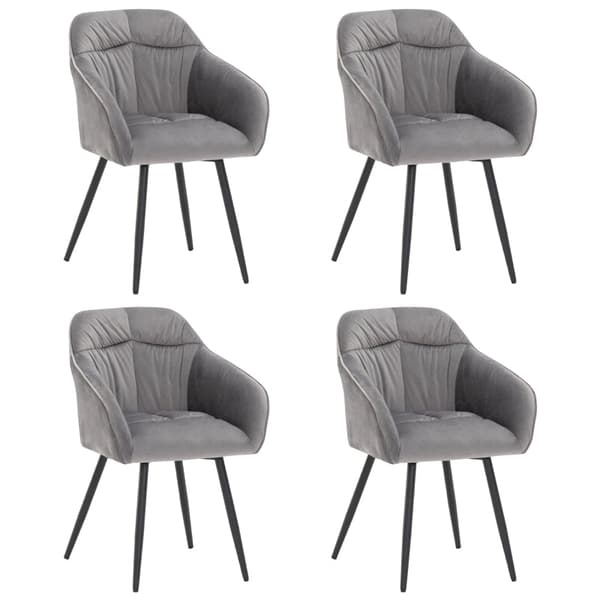 Rootz Grey Velvet Matstolar - Stoppade sittplatser - Eleganta kuddar - Ergonomisk komfort - 45L x 55W x 85H cm - Enkel montering