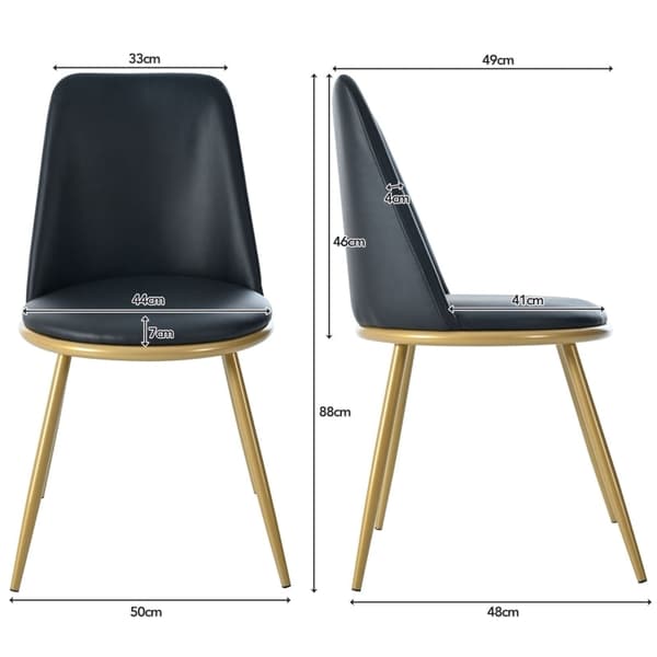 Rootz spisestuestolesæt med 2 - Luksuriøse siddepladser - Komfortable stole - Åndbart PU-læder - 50L x 48W x 88H cm