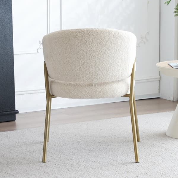 Rootz Modern Matstol - Lammskinnslook - Lyxig sittplats - Exceptionell komfort - Guldpläterade ben - 49L x 48W x 78H cm