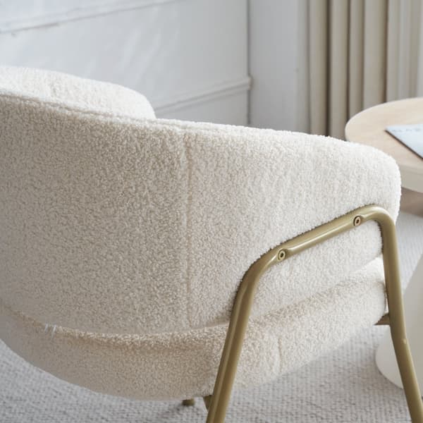 Rootz Modern Matstol - Lammskinnslook - Lyxig sittplats - Exceptionell komfort - Guldpläterade ben - 49L x 48W x 78H cm