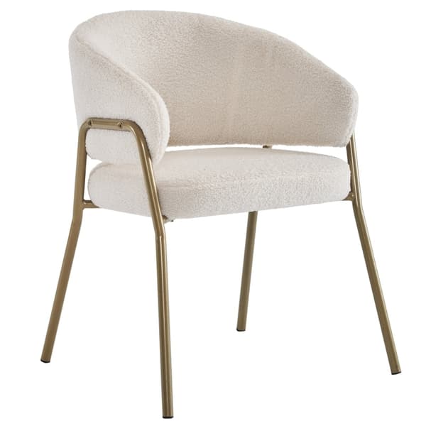 Rootz Modern Matstol - Lammskinnslook - Lyxig sittplats - Exceptionell komfort - Guldpläterade ben - 49L x 48W x 78H cm