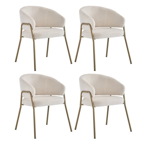 Rootz Modern spisestuestol - Fløjlssæde - Lammeskindslook - Enestående komfort - 49L x 48W x 78H cm - Forgyldte metalben