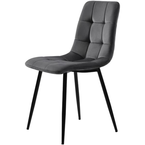 Rootz sæt med 4 spisestuestole - Siddepladser i fløjlslook - Komfortable polstrede stole - Ergonomisk design - 44L x 46W x 86H cm