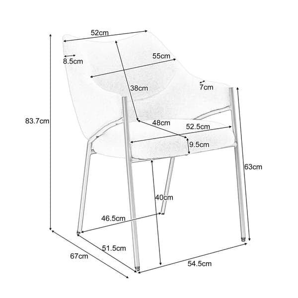 Rootz Sherpa spisestuestol - Omklædningsstol - Loungestol - Luksuriøs komfort - 54,5L x 67W x 83,7H cm