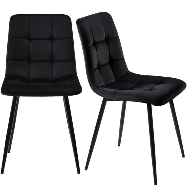 Rootz 4 mustaa ruokatuolia - Velvet Look - Pehmustettu mukavuus - Ergonominen muotoilu - 44L x 46W x 86H cm - Metallirunko - Helppo koota