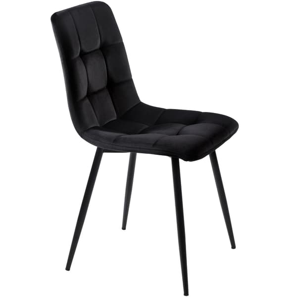 Rootz 4 mustaa ruokatuolia - Velvet Look - Pehmustettu mukavuus - Ergonominen muotoilu - 44L x 46W x 86H cm - Metallirunko - Helppo koota