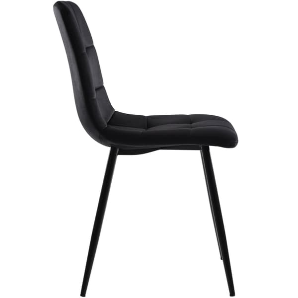 Rootz 4 mustaa ruokatuolia - Velvet Look - Pehmustettu mukavuus - Ergonominen muotoilu - 44L x 46W x 86H cm - Metallirunko - Helppo koota
