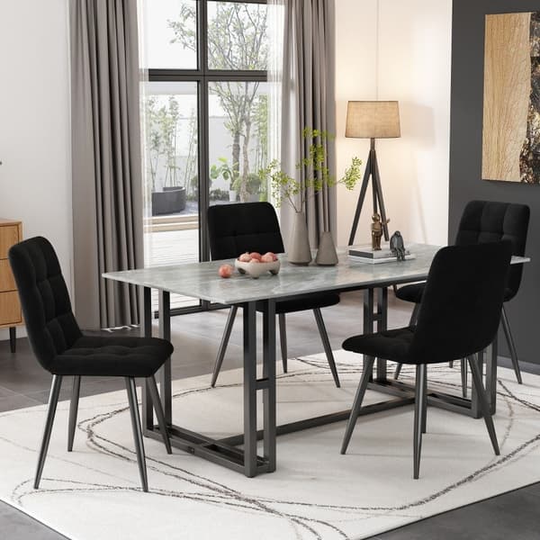 Rootz 4 mustaa ruokatuolia - Velvet Look - Pehmustettu mukavuus - Ergonominen muotoilu - 44L x 46W x 86H cm - Metallirunko - Helppo koota