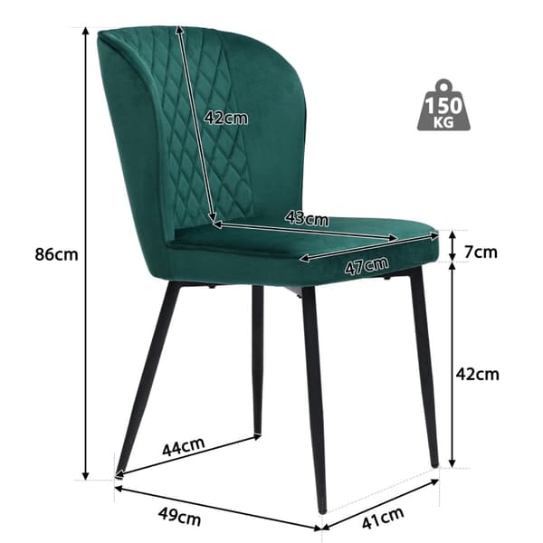 Rootz Set med 2 matstolar - Sammetsklädda säten - Modern design - Ergonomisk komfort - 47L x 49W x 86H cm - Enkel montering och hållbar